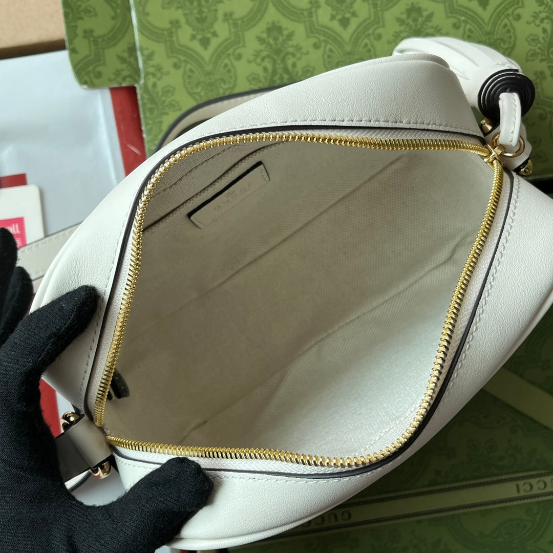 Gucci Blondie Small Shoulder White Leather Bag - 21x15.5x5cm